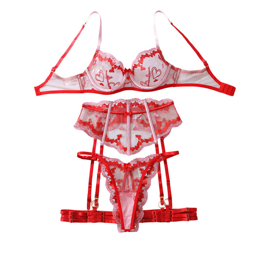 The Ultimate Valentine’s Heart Embroidery Lingerie Set